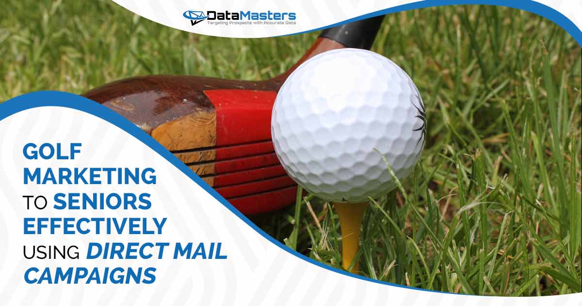 Vintage golf club with DataMasters branding, illustrating the effectiveness of Golf Marketing to Seniors through impactful Direct Mail Campaigns, perfectly aligning with the page's context.