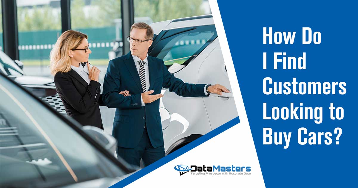 Image of business couple looking for new automobile in dealership salon. Finding customers who are actively looking to buy cars can be a daunting task for car dealerships and sellers. Traditional methods of advertising and marketing often fall short in reaching the right audience at the right time. Missing out on potential customers means missing out on sales and revenue. Wasting time, effort, and resources on ineffective strategies only adds to the frustration and slows down the growth of your business. Enter DataMasters, your ultimate solution to finding customers looking to buy cars. With our innovative data-driven approach, we harness the power of cutting-edge technology to identify individuals actively searching for their dream car. Our extensive database is constantly updated, ensuring that you connect with potential buyers at precisely the right moment. No more guessing games or wasted advertising budgets. DataMasters provides you with targeted leads that have a high probability of converting into sales. Reach out to interested buyers with confidence, knowing that you have the advantage of precision targeting. Get ahead of your competition and streamline your customer acquisition process with DataMasters. Start connecting with customers who are ready to buy cars today!