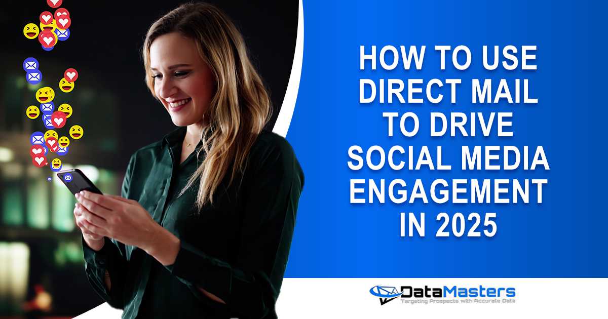 Image of late-night social media engagement on a smartphone, featuring Datamasters and highlighting how to use direct mail to drive social media engagement in 2025.