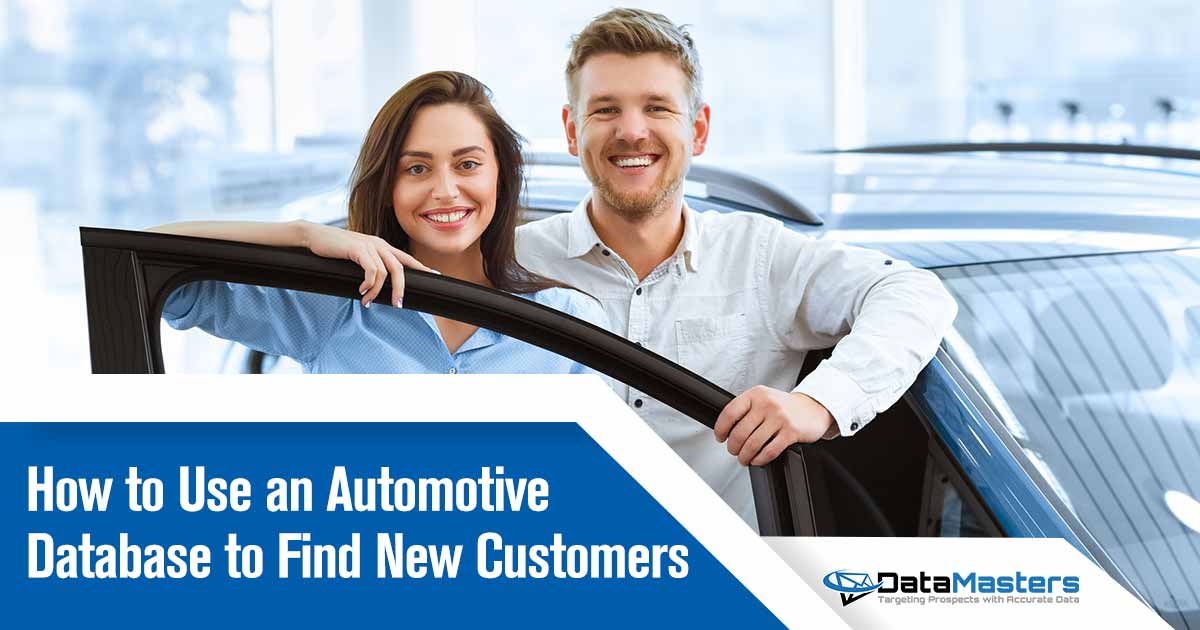 Image of young couple standing in the open door of a new car in a dealership. As a business in the automotive industry, finding new customers can be a daunting task. Traditional marketing methods are often ineffective and time-consuming, leading to wasted resources and missed opportunities. Without a targeted approach, you could be missing out on valuable leads and potential customers. Every day that passes without reaching your target market is a missed opportunity for growth and success. Enter DataMasters, your ultimate solution for finding new customers in the automotive industry. With our state-of-the-art automotive database, you can harness the power of data to locate your ideal customers with precision and ease. Our user-friendly platform provides you with access to a vast network of potential customers, allowing you to target specific demographics, interests, and buying behaviors. Say goodbye to wasted resources and hello to highly targeted marketing campaigns that yield real results. By utilizing our automotive database, you can uncover hidden customer insights, identify trends in the market, and tailor your messaging for maximum impact. Let DataMasters be your guide as you navigate the vast landscape of potential customers and unlock new opportunities for growth. Don't waste another minute on ineffective marketing strategies. Take control of your customer acquisition process with DataMasters and revolutionize the way you find new customers in the automotive industry.