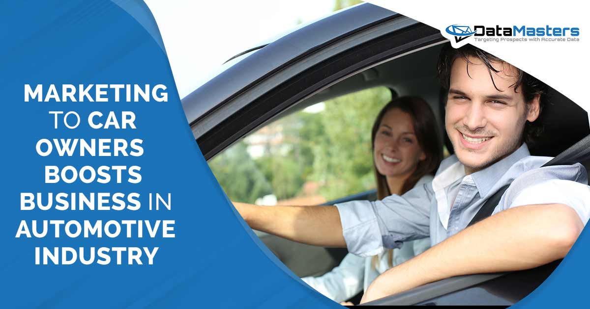 Marketing to car owners Image of a cheerful couple driving a car, featuring DataMasters branding, and highlighting the positive impact of Marketing to Car Owners in boosting business within the automotive industry, thoughtfully aligned with the page's context.