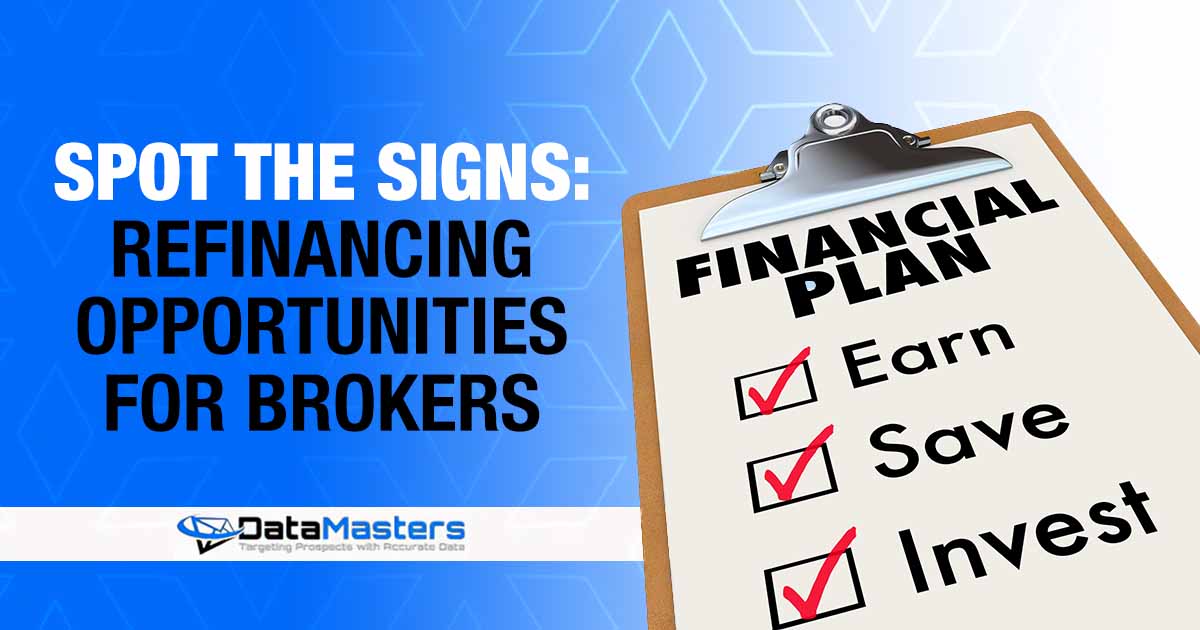 Image of a clipboard displaying a financial plan with money-saving strategy steps, featuring the Datamasters logo and highlighting 'Spot the Signs: Refinancing Opportunities for Brokers,' aligning with the page's focus on strategic financial guidance.