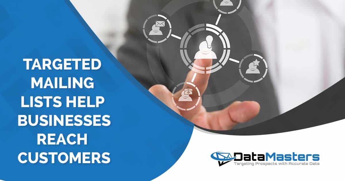 Targeted mailing lists help Business woman's hand pressing a social media icon, showcasing DataMasters. The image emphasizes the importance of Targeted Mailing Lists in helping businesses effectively reach their customers. This visual aligns seamlessly with the context of the page, promoting the idea of strategic marketing through social media channels and data-driven solutions.