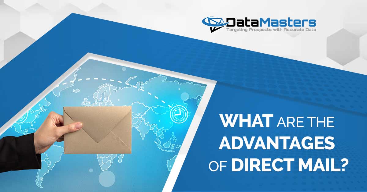 Image of a hand holding an envelope with a global concept, featuring DataMasters and highlighting the question: What are the Advantages of Direct Mail? This visual conveys the international reach and impact of direct mail strategies, encouraging consideration of the various benefits associated with this form of marketing. Aligned with the page's context, it prompts exploration and discussion on the advantages of direct mail with the support of DataMasters.