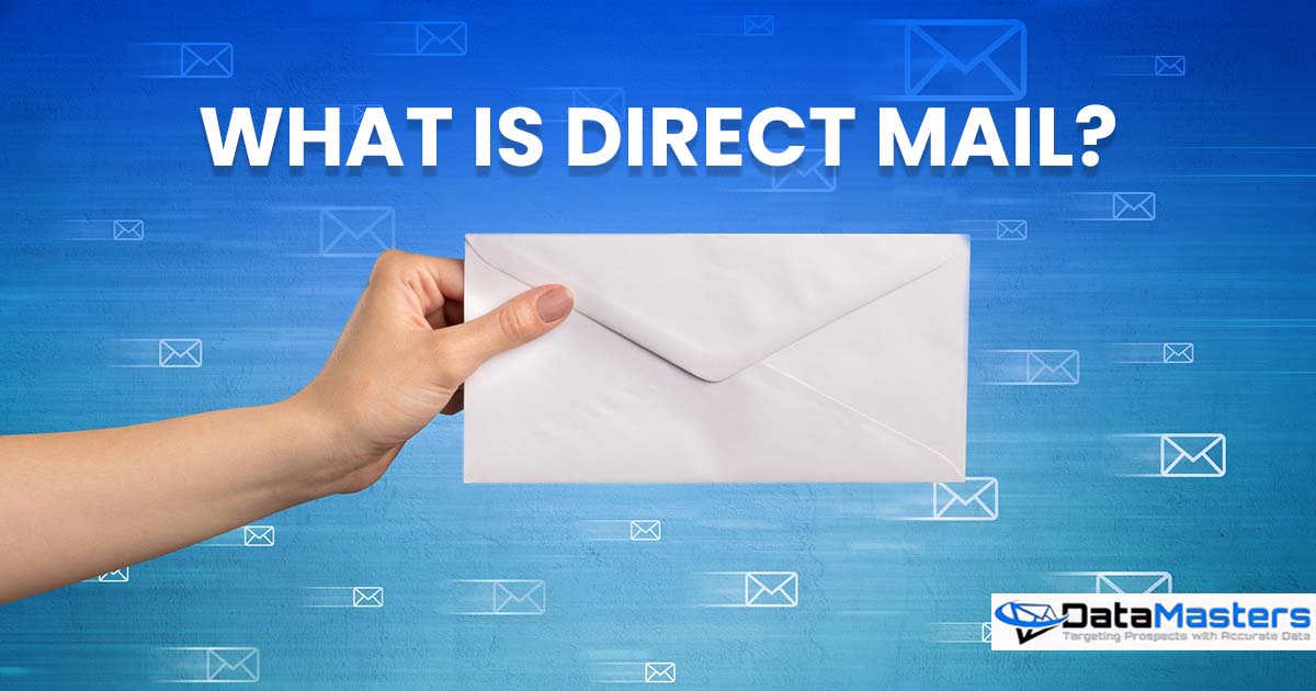 Image of mail featuring 'Datamasters,' showing a hand holding an envelope surrounded by message symbols, emphasizing communication and aligning with the page's context.
