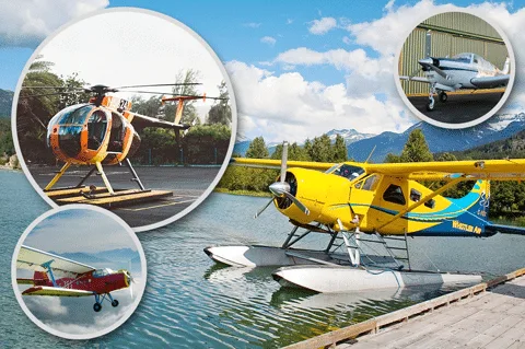 A visual sampling of some of the variations of aircraft available through the DataMasters aviation mailing list segmentation - including helicopters, personal jets, seaplanes, and more.