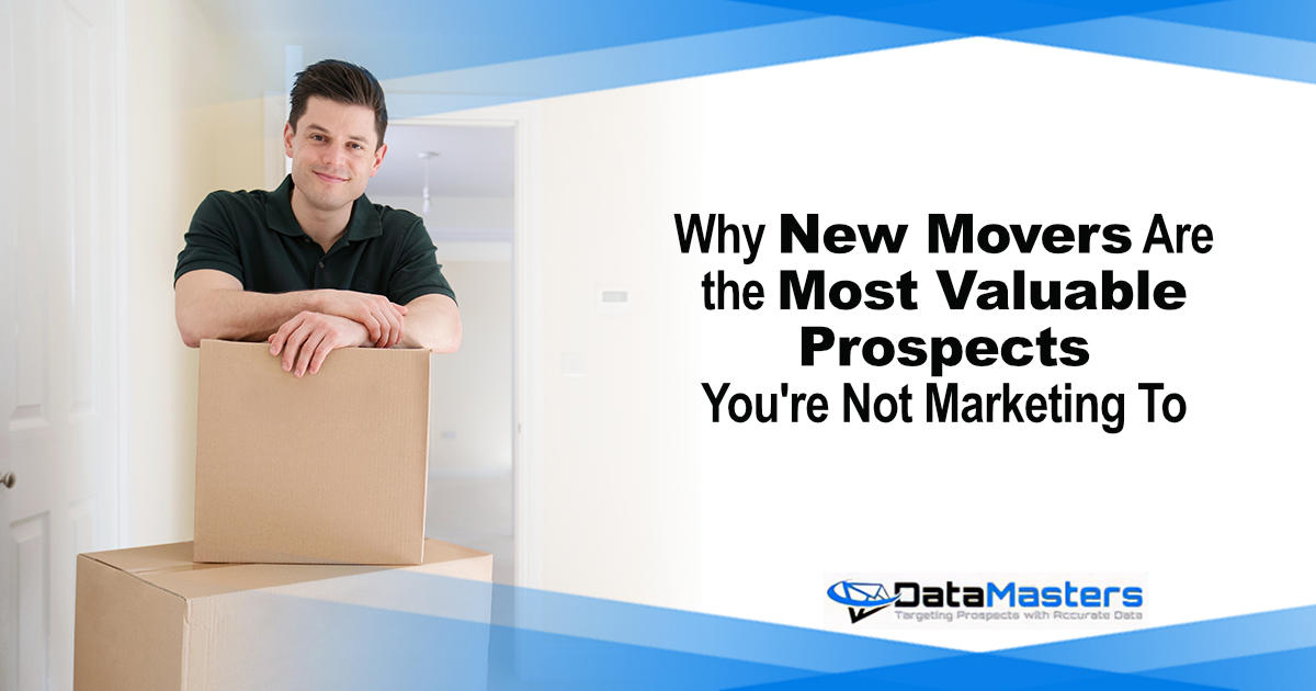 Why New Movers Are the Most Valuable Prospects You’re Not Market Person leaning on stacked moving boxes in a bright hallway with marketing text overlay.