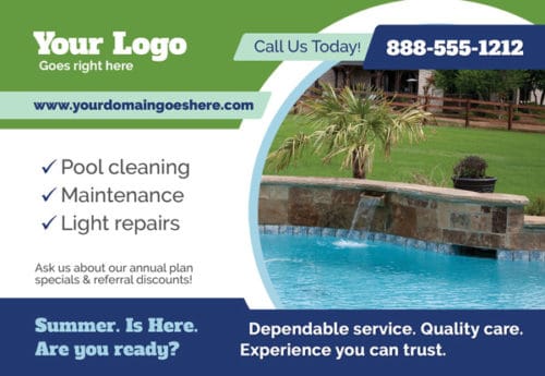 Postcard Printing - Design - Pool Maintenance Service & Repair