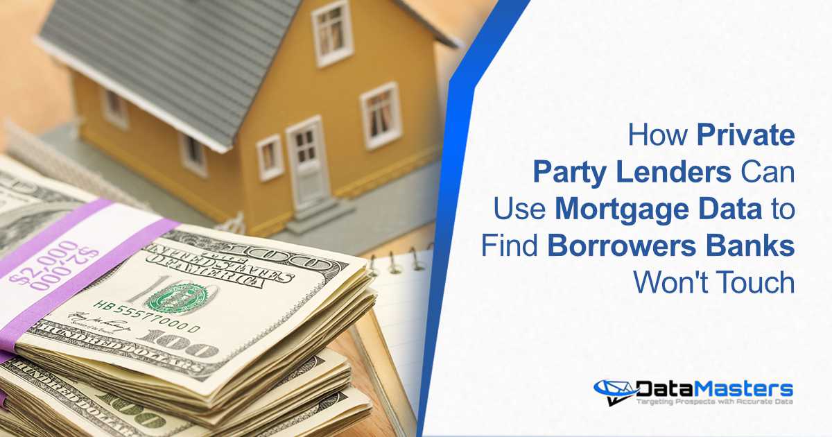How Private Party Lenders Can Use Mortgage Data to Find Borrower Stack of hundred‑dollar bills with purple band in front of model house symbolizing mortgage financing