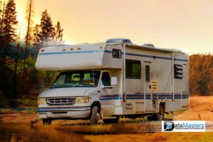 Picture of a RV parked in the wilderness